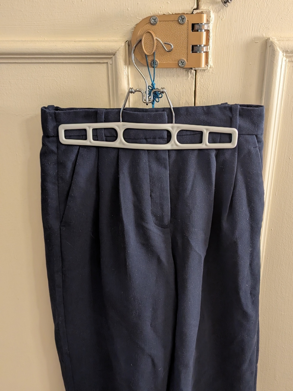 Abercrombie & Fitch Sloan Navy Wide-Leg Pleated Pants